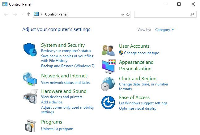 панель управления