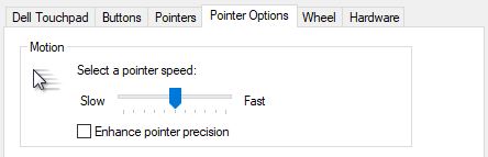 повысить точность указателя | отключить ускорение мыши