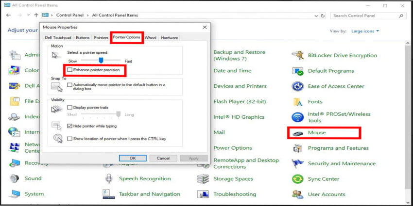 disable mouse acceleration