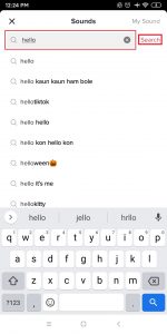 Введите название звука / музыки и выполните поиск